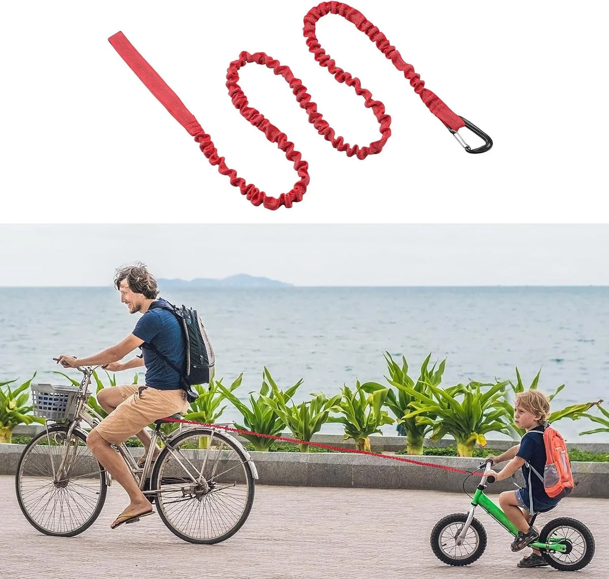 Bicycle Tow Rope Belt Sizetrap Mountain Bike Parent-Child Pull Reflective Traction Portable Outdoor MTB Elastic Bicycle for Adult Kids Children