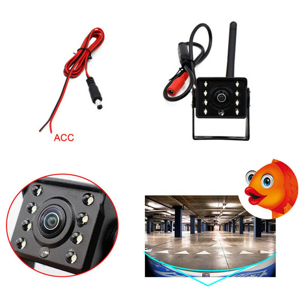 Htovila WiFi Wireless Car Rear View Camera Truck Bus ~36V Automobile LED Reverse HD Night Vision Backup Camera, IP67 Waterproof Wireless Reversing Monitor
