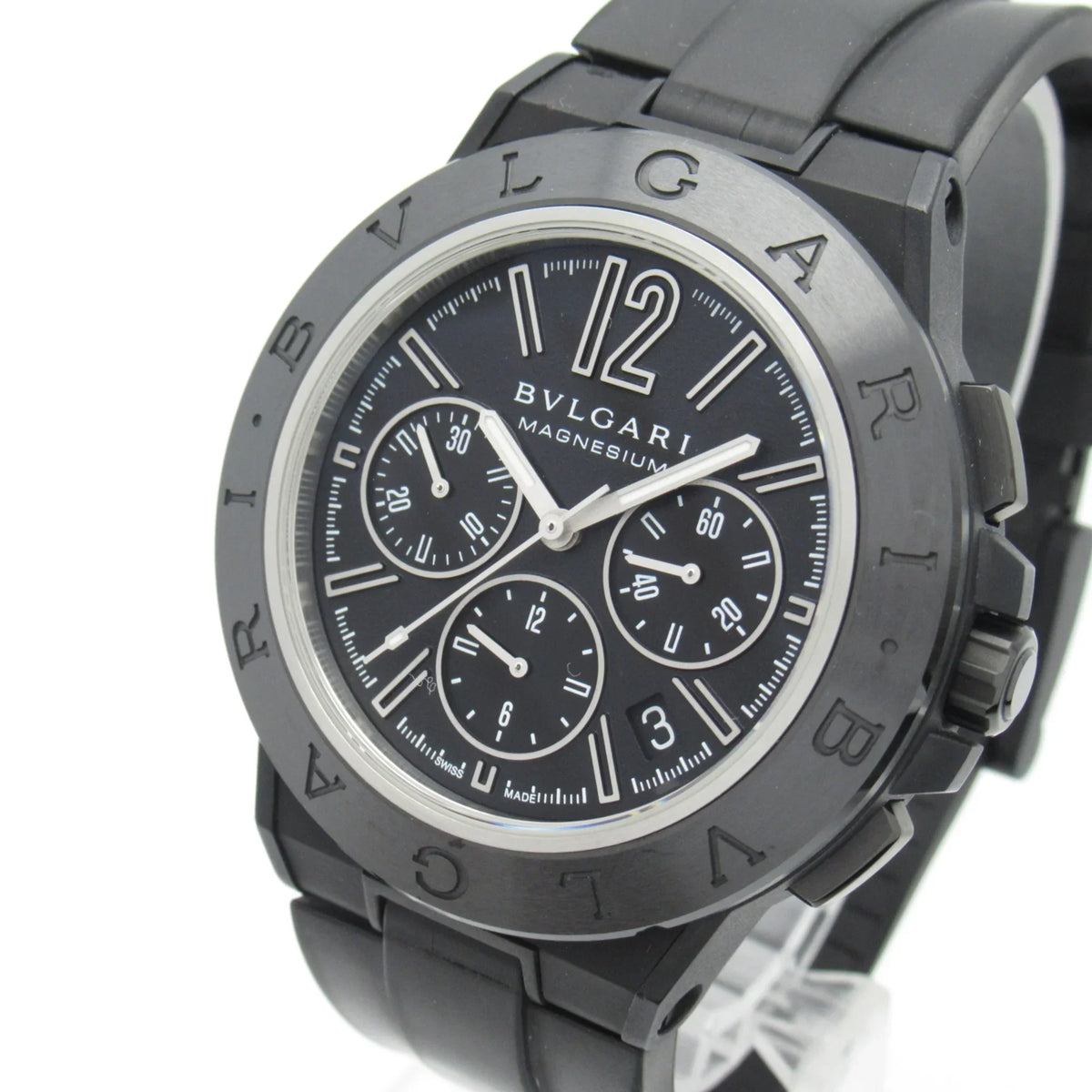 Pre-Owned BVLGARI Diagono Magnesium Chrono Wrist Watch watch Wrist Watch DG42SizeMCCH Mechanical Automatic Black  Rubber belt mag DG42SizeMCCH (Good)