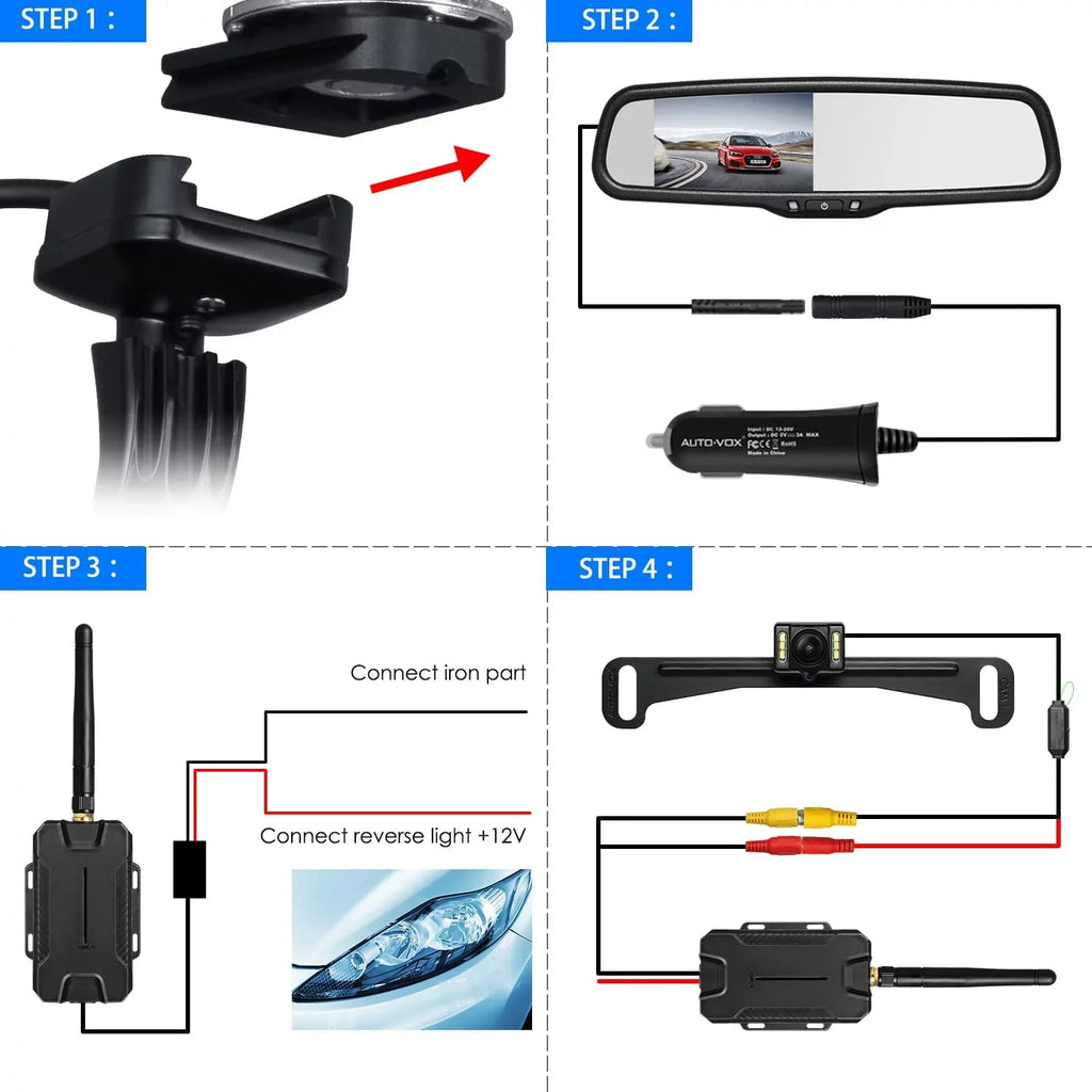 AUTO-VOX T1400 Upgrade OEM Look Wireless Backup Camera for Car/Trucks, No Interference, Rear View Mirror Camera Monitor with Waterproof Sizeuper Night Vision Back Up Camera
