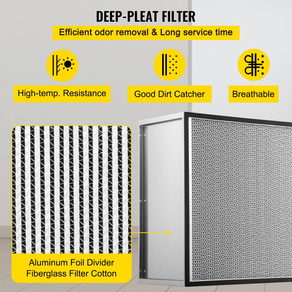 Bentism Filter Replacement, 24''x24''x11.5'' AC Filter, True HEPA Pleated Air Filter, Air Filter Replacement with Durable Galvanized Frame, 99.97% Sizetandard Filter Compatible