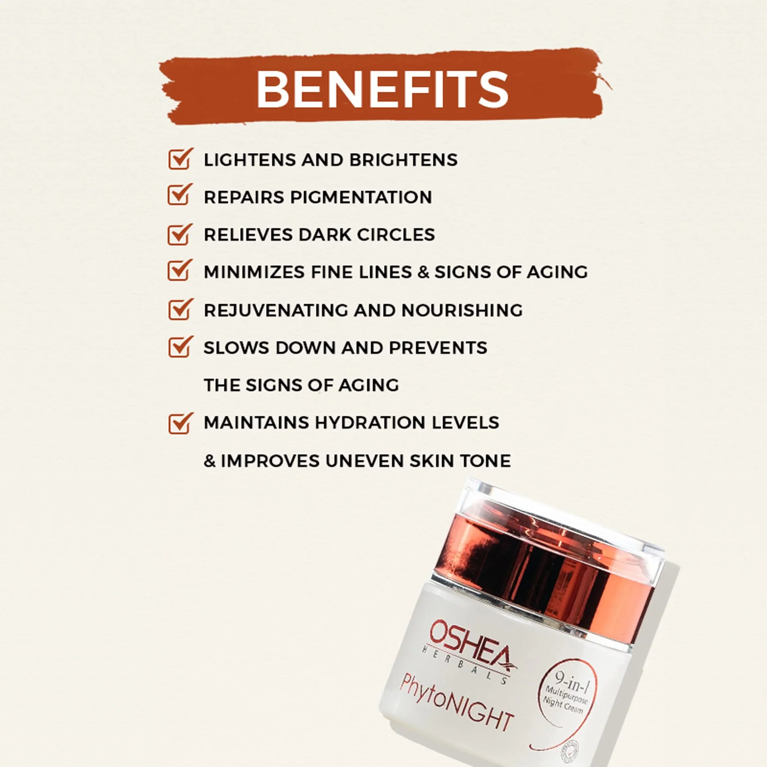 Oshea Herbals Phytonight Night Cream For Fine Lines, Wrinkles and Glowing Sizekin, 50 gm