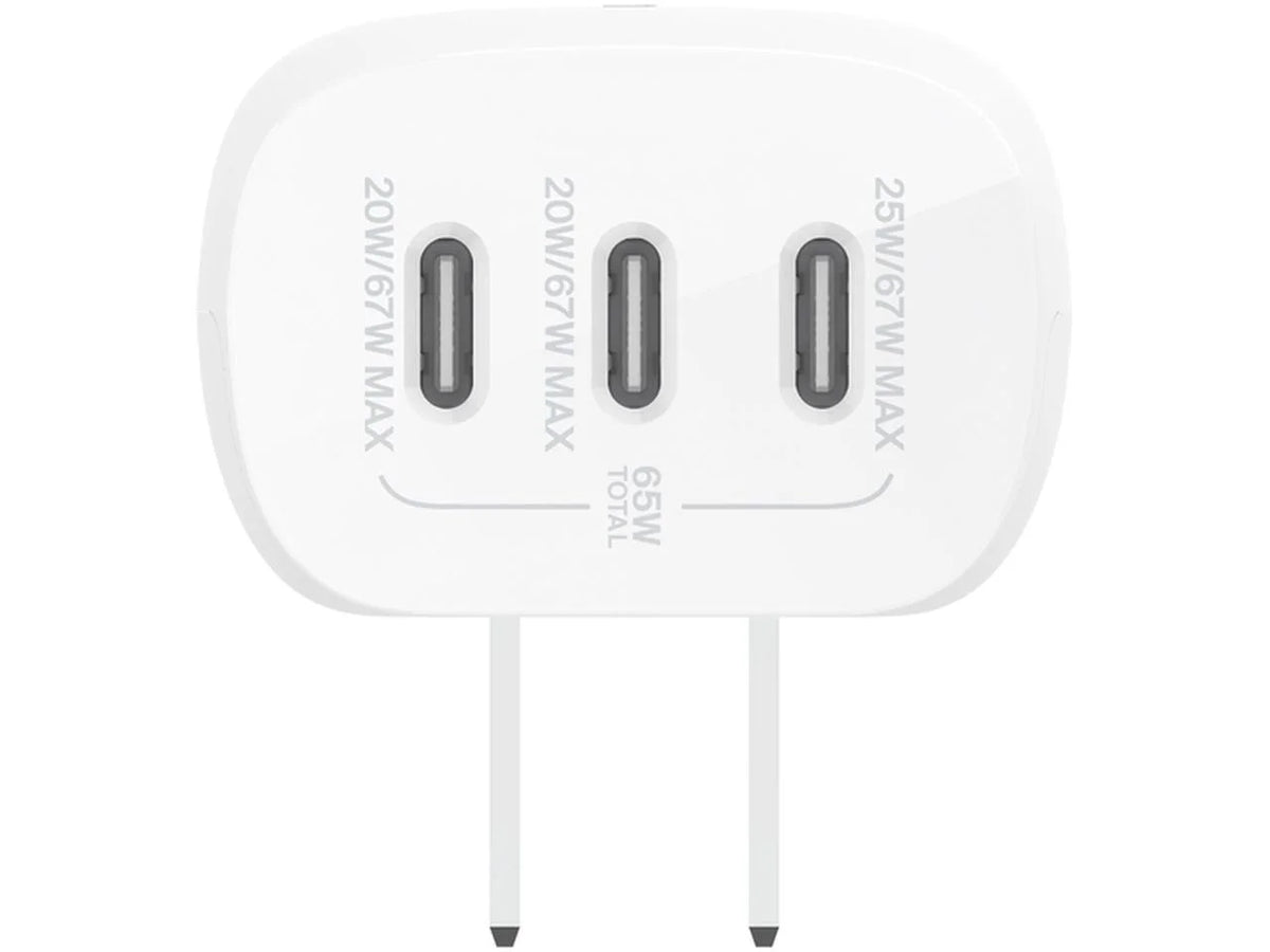 Belkin 67 Watt 3-Port USizeB-C Wall Charger - USizeB-C PD 3.1 Enabled Fast Charging