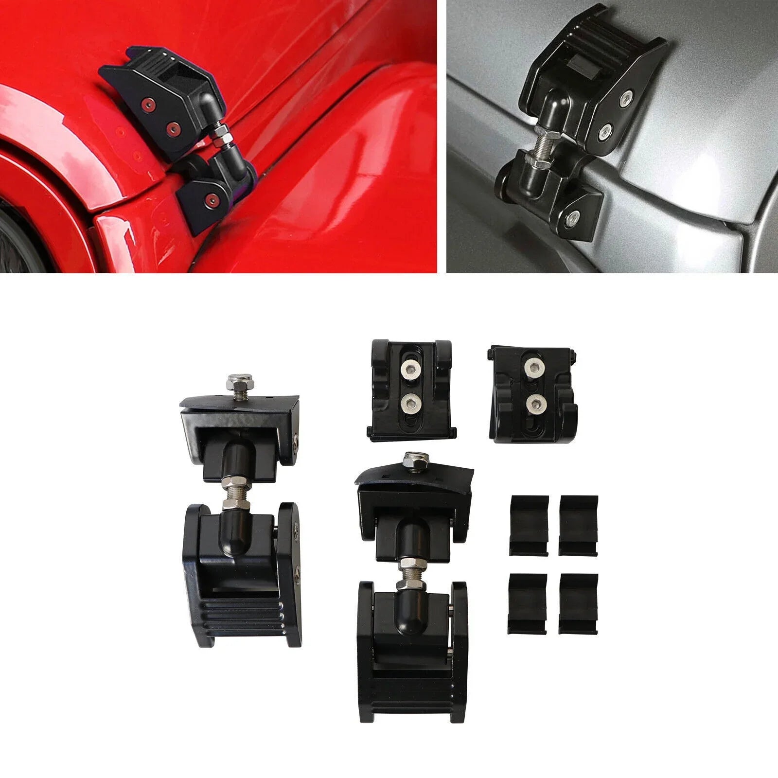 Paddsun 2x Hood Latch Locking Hood Catch For 2007-2018 Jeep Wrangler JK JKU Black