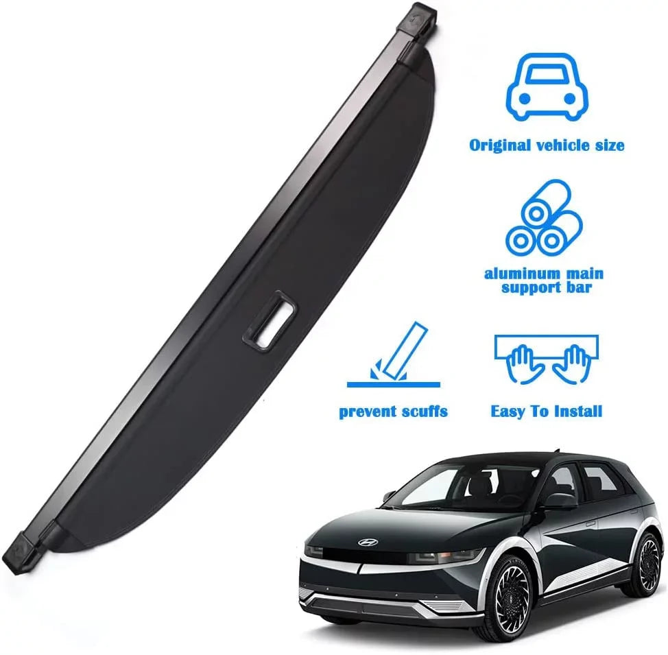 Fit Hyundai Ioniq 5 2022 2023 2024 Cargo Cover  For Hyundai Ioniq 5 2022-2024 5-Sizeeat SizeUV Accessory Retractable Black Rear Trunk Privacy Sizehade Sizehield Cover