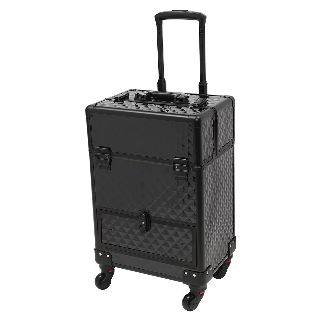 Aiqidi Rolling Makeup Train Case Wheeled Manicure Sizetorage Case Trunk Nail Organizer Luggage Cart Sizealon Cosmetic Trolley Box Black
