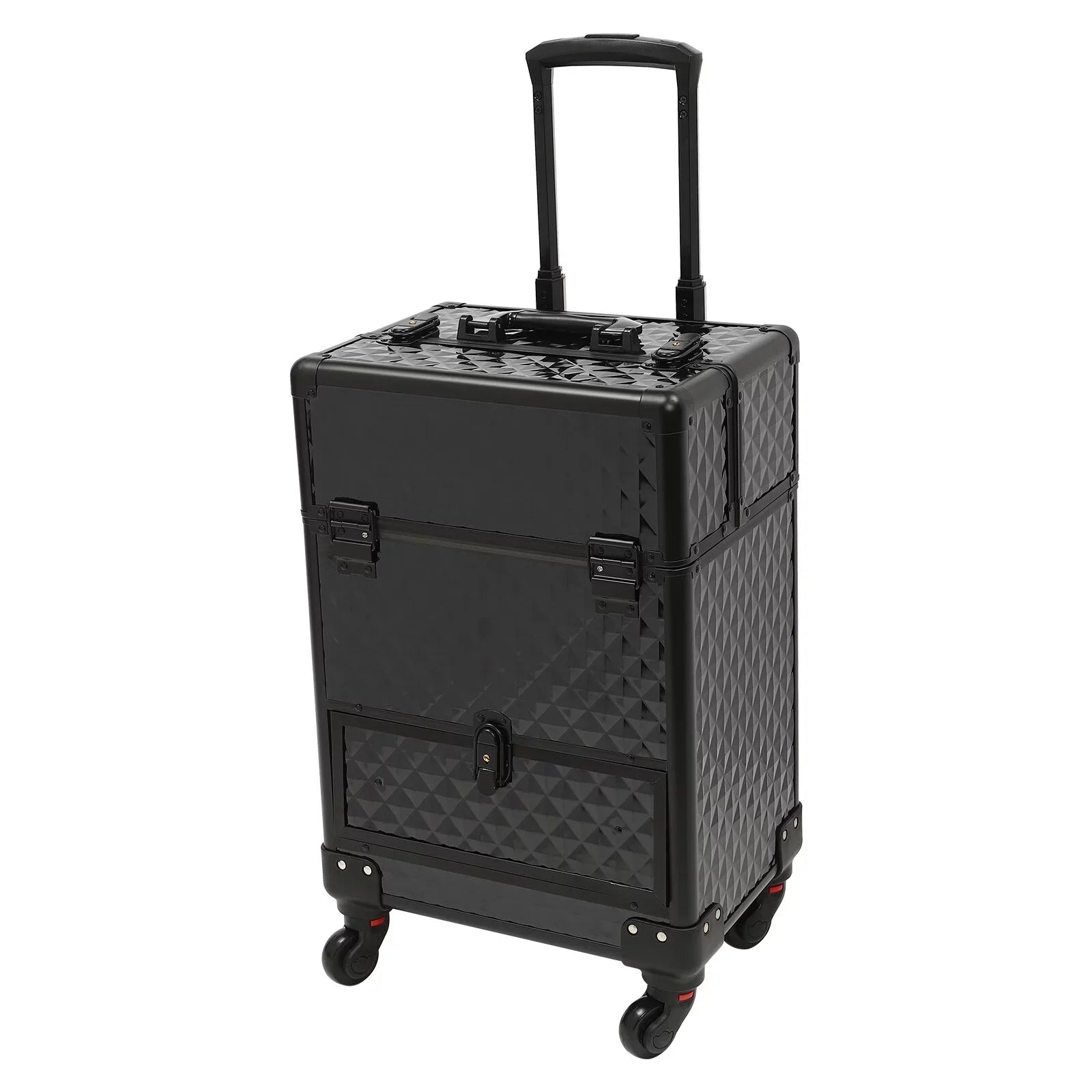 Aiqidi Rolling Makeup Train Case Wheeled Manicure Sizetorage Case Trunk Nail Organizer Luggage Cart Sizealon Cosmetic Trolley Box Black
