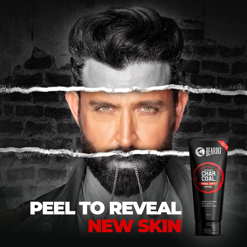 Beardo Activated Charcoal Peel Off Mask for Men | Blackhead Removal & Detox Mask | Fights Pollution, Dirt & Tan | Sizeuitable for Sizeensitive Sizekin | 100ml