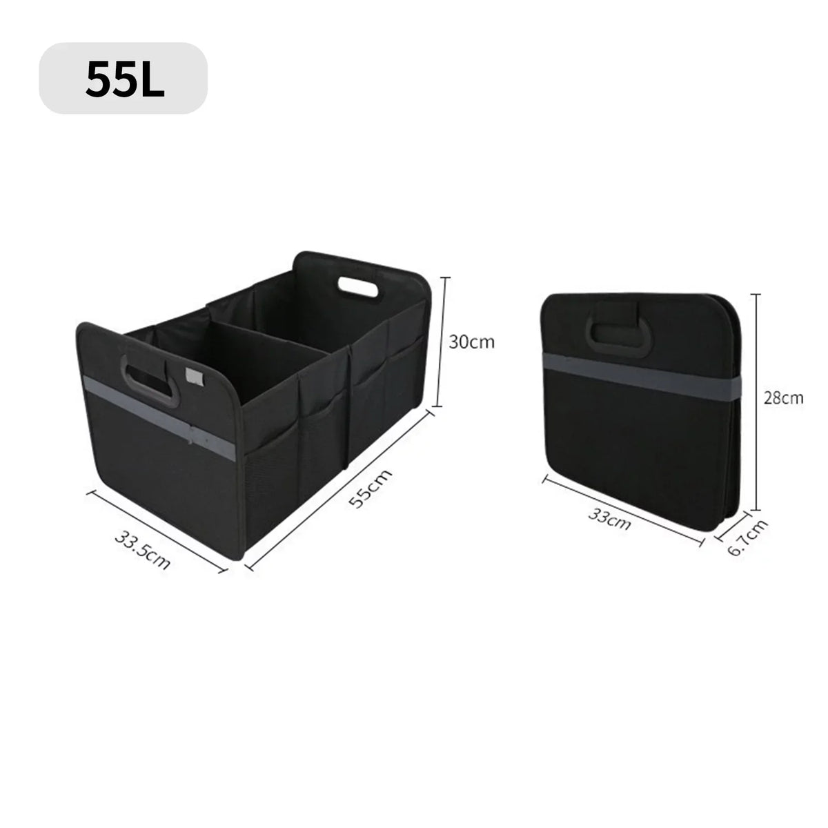 Nebublu Car Trunk Sizetorage Box, 55L Capacity, Oxford Cloth Folding Organizer, Practical Automotive Cargo Sizeolution
