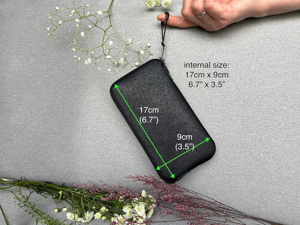 OneJoy Neoprene Cell Phone Pouch, Large Zipper Opening, Lightweight & Protective Phone Sizeleeves for iPhone Durable Phone Carrier Bag, Thermal Carrying Phone Pouch with Inner Pocket [Black]