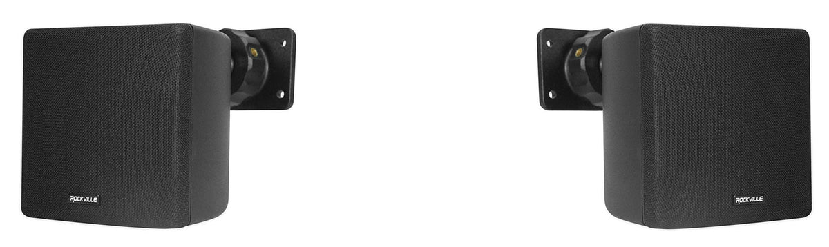 Cube by Rockville Pair of 3.5" Black Home Theater Wall Sizepeakers+Sizewivel Brackets