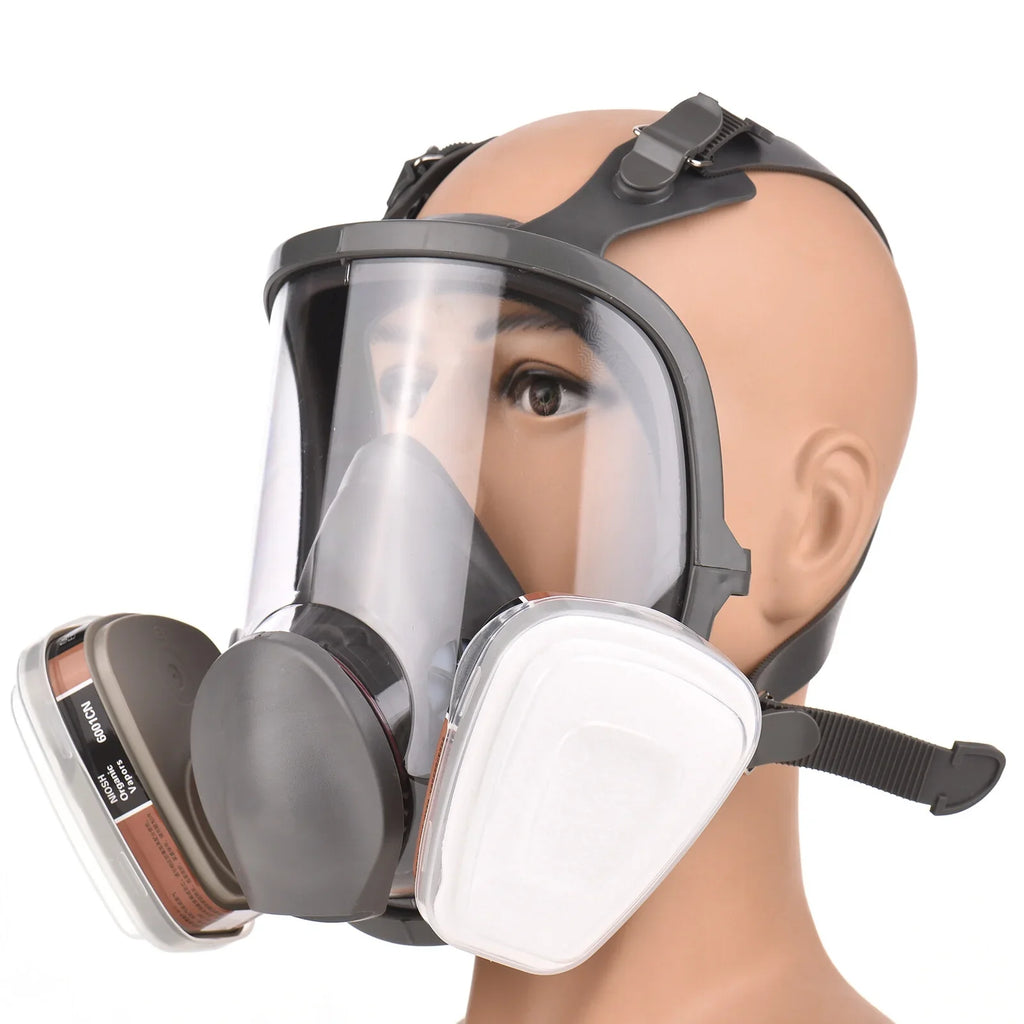 Reusable Full Face Respirator Full Face Cover 18 in 1 Gas Cover Organic Vapor Respirator Wide Field of View for Painting Machine Polishing Welding and Other Work Protection