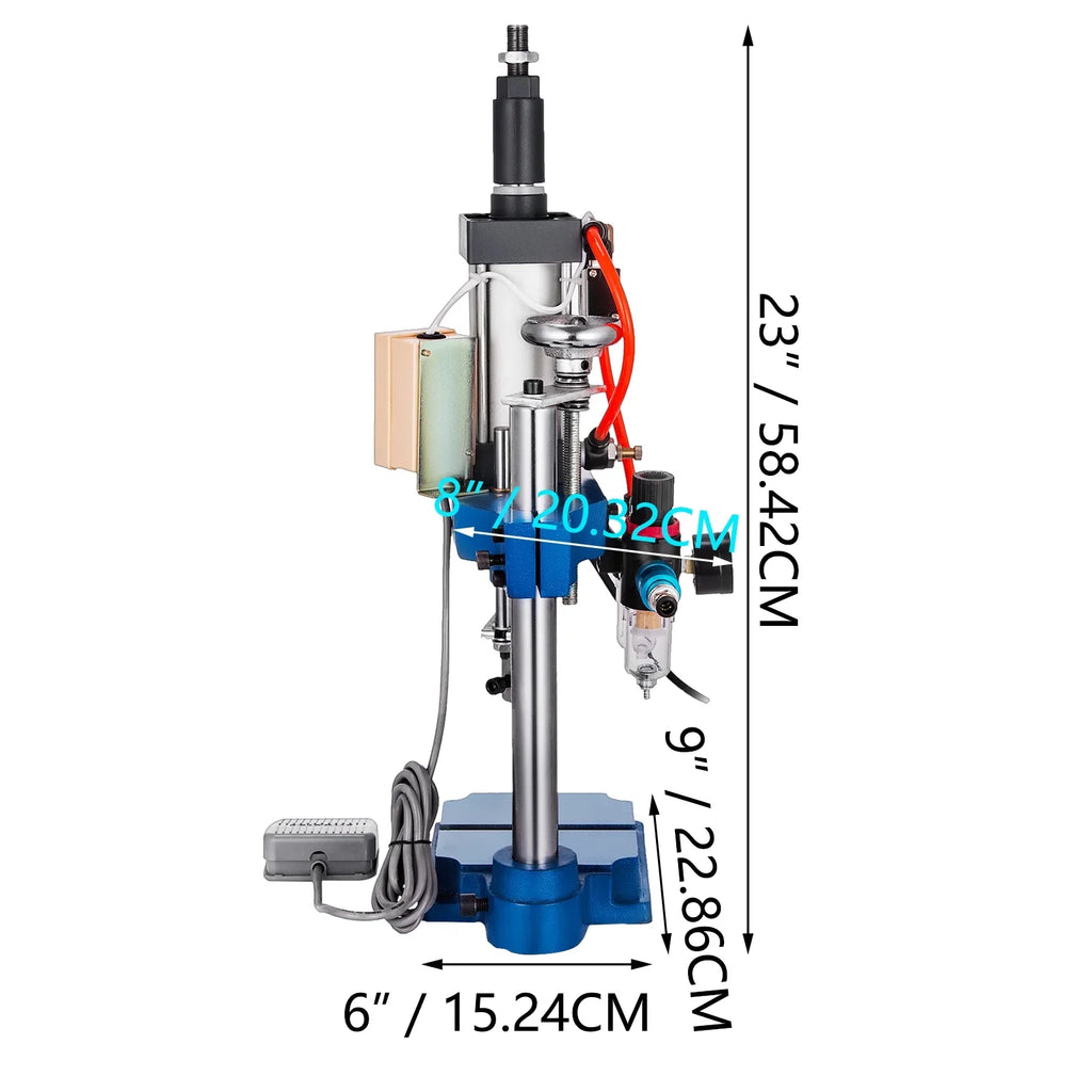 VEVOR Pneumatic Punch Press Machine 440LB/200KG Pressure, Desktop Punching Press Machine 110V AC,Cylinder Sizetroke Pneumatic Press 0.4-0.7 Mpa Operation Pressure