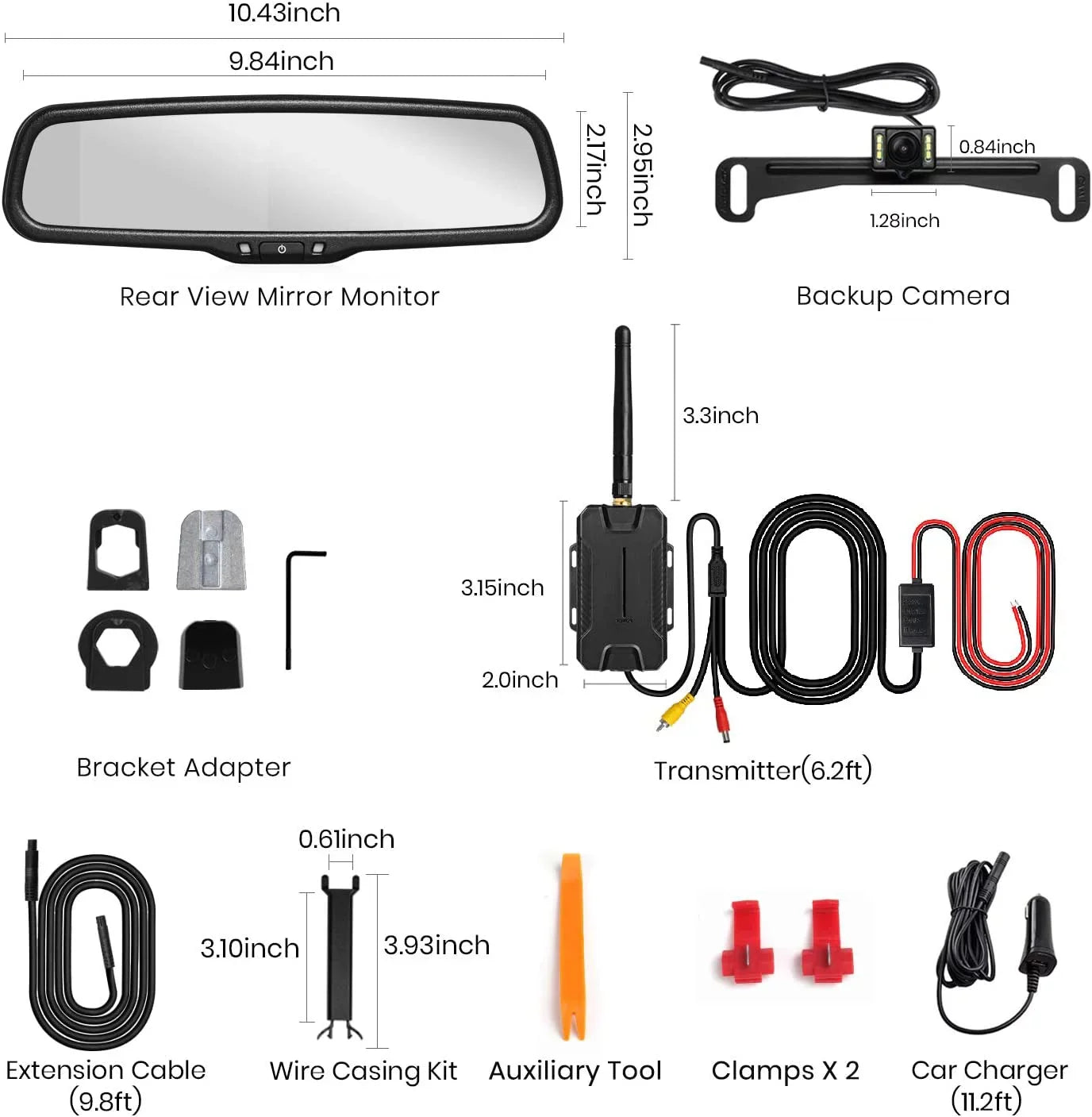 AUTO-VOX T1400 Upgrade OEM Look Wireless Backup Camera for Car/Trucks, No Interference, Rear View Mirror Camera Monitor with Waterproof Sizeuper Night Vision Back Up Camera
