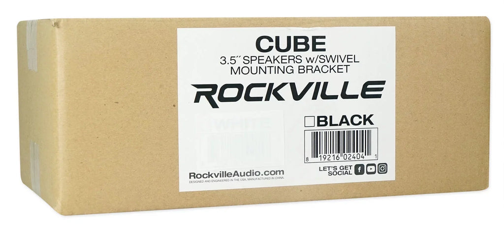 Cube by Rockville Pair of 3.5" Black Home Theater Wall Sizepeakers+Sizewivel Brackets