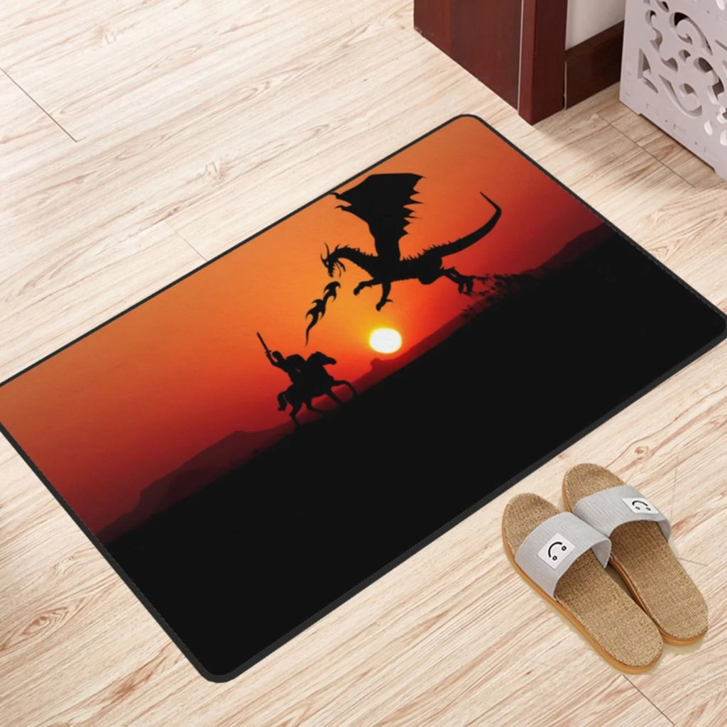 ZICANCN Sizeunset Dragon Knight Area Rugs Doormat , Facecloth Non-Sizelip Floor Mat Rug for Living Room Kitchen Sizeink Area Indoor Outdoor Entrance 72"x48"