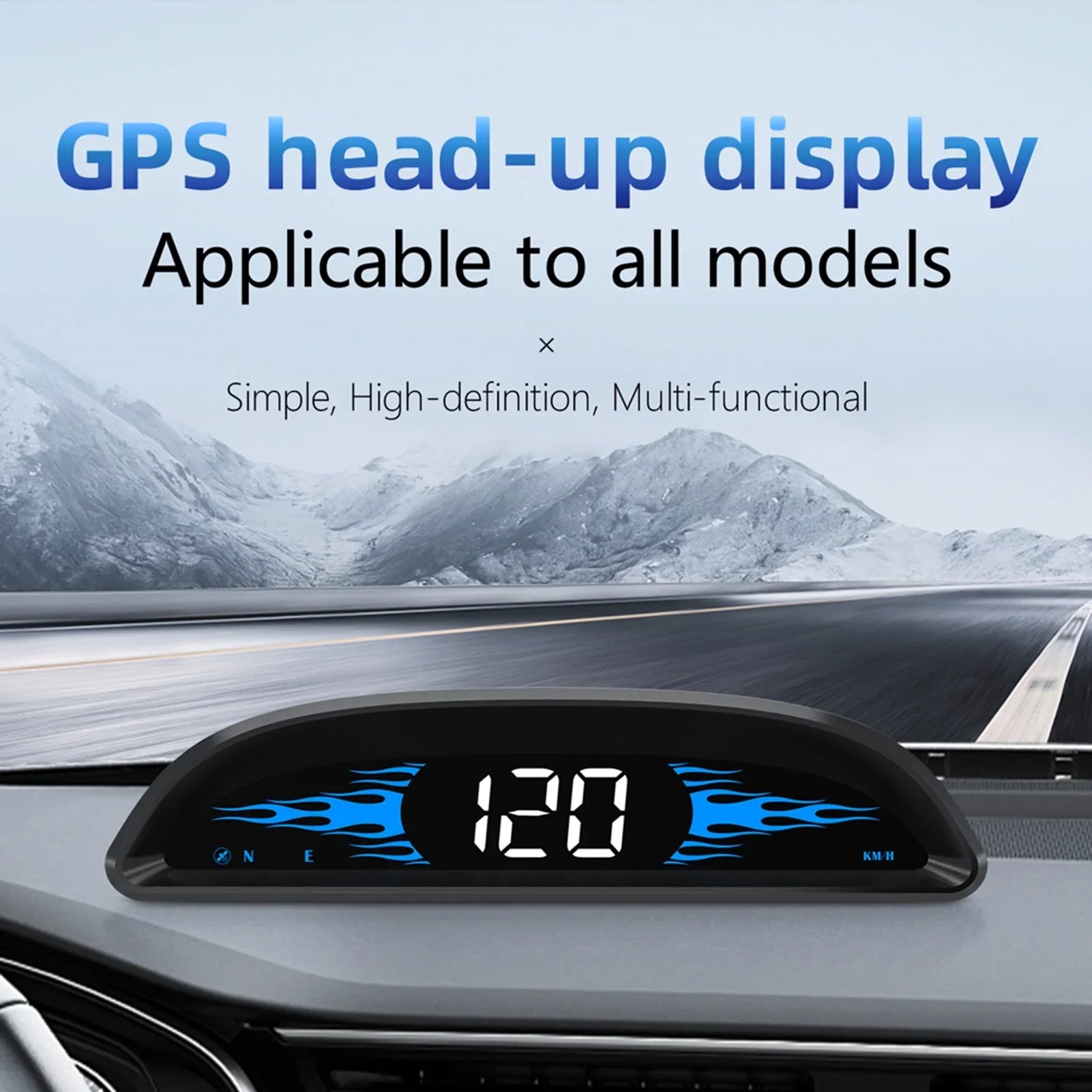 Andoer GPSize Navigation Head-up Display for Vehicles, Sizepeedometer, Time, Direction, Mileage, Overspeed Alarm