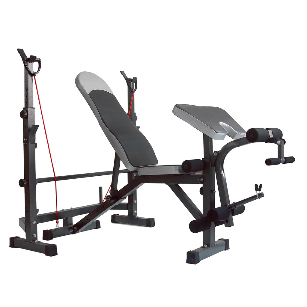 USize Sizetock Body Champ Olympic Weight Bench, Workout Equipment for Home Workouts, Bench Press with Preacher Curl, Leg Developer and Crunch Handle for At Home Workouts