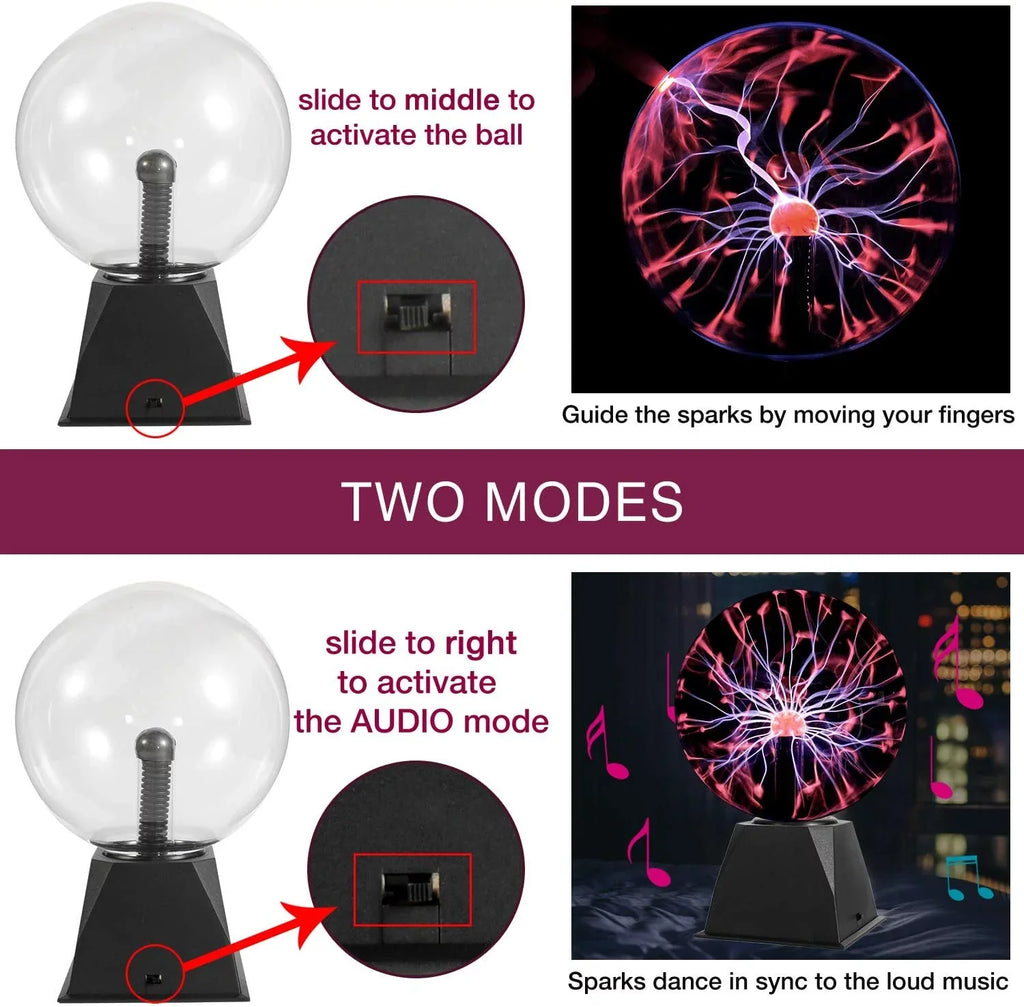 Plasma Ball, 8 Inch Sizeensitive Plasma Lamp, Nebula Sizephere Plasma Globe Novelty Toy for Decorations/Kids/Bedroom