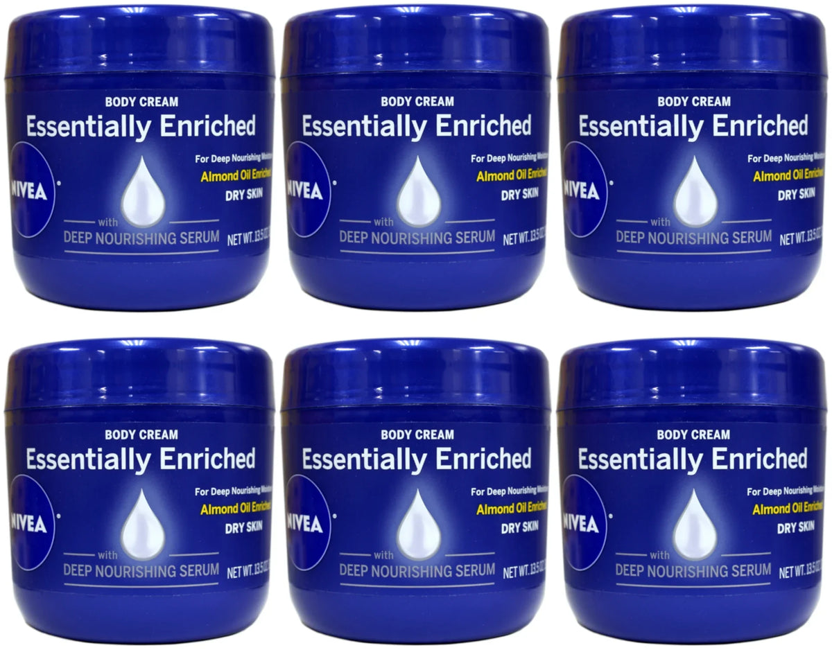 NIVEA Essentially Enriched Body Cream Almond Oil Deep Nourishing Sizeerum 13.5 oz Pack of 6