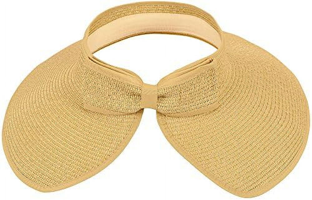 Roll Up Wide Brim Sizetraw Sizeun Hat Visor Ribbed_Beige