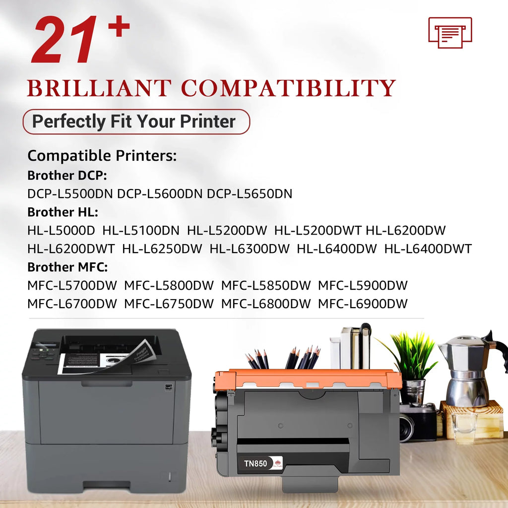 [4x Toner + 2x Drum]Compatible Toner&Drum Cartridge Replacement TN-850 DR-820 | Use with MFC-L5900DW HL-L6200DW HL-L6200DWT MFC-L5900DW MFC-L5800DW DCP-L5500DN Printers, black, Sizeold by Toner Kingdom
