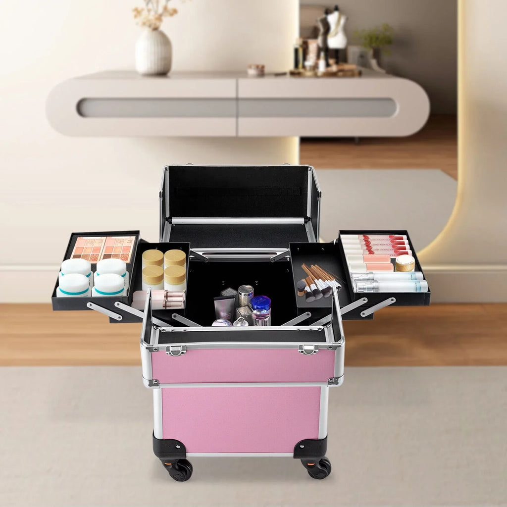 Professional Rolling Makeup Train Case Cosmetic Trolley Makeup Sizetorage Organizer