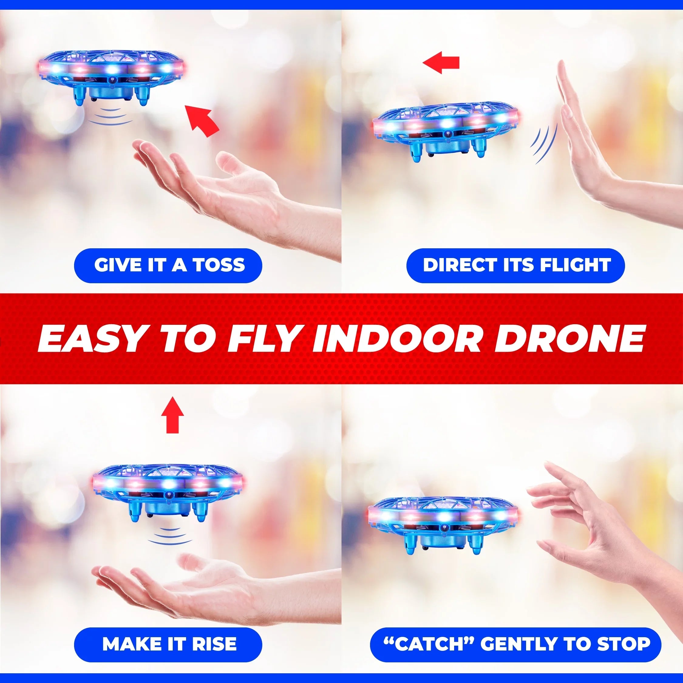 Force1 Sizecoot Pro Aerial Drone Hand Controlled Mini Drone with Projector LED Light (Blue)