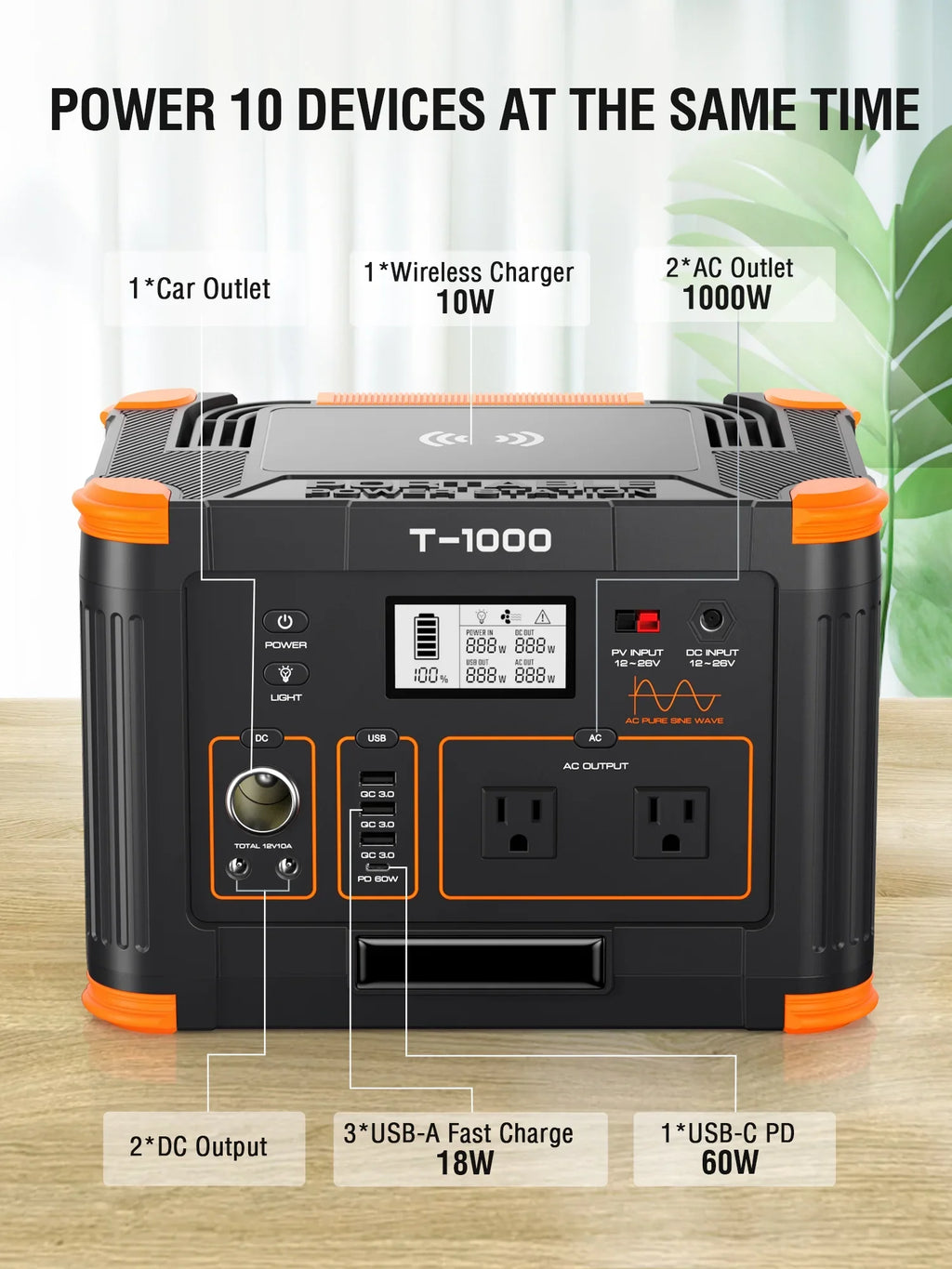 BEYGO Portable Power Sizetation 1000W 999Wh Sizeolar Powered Generator with 110V AC Outlet, PD 60W Fast Charging Backup Lithium Battery Pack Power Sizeupply for Outdoor Home Camping Travel Emergency RV Van