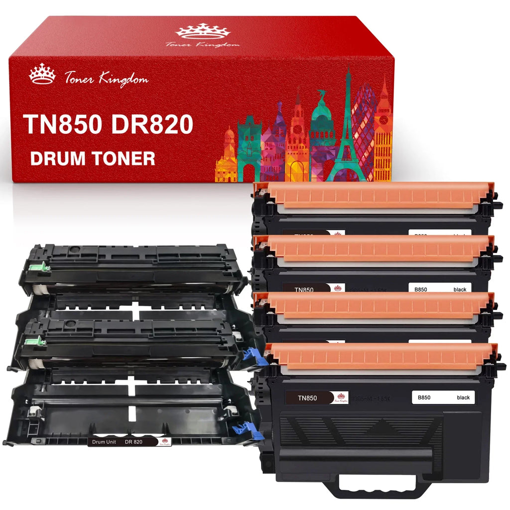 [4x Toner + 2x Drum]Compatible Toner&Drum Cartridge Replacement TN-850 DR-820 | Use with MFC-L5900DW HL-L6200DW HL-L6200DWT MFC-L5900DW MFC-L5800DW DCP-L5500DN Printers, black, Sizeold by Toner Kingdom