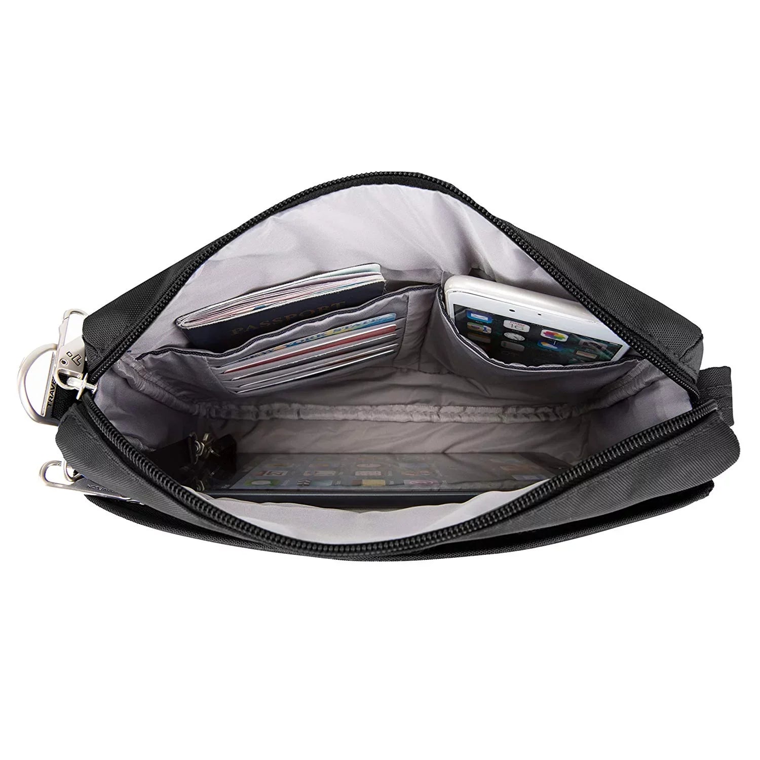 Anti-Theft Classic Sizemall E/W Crossbody Bag-Black Anti-Theft Classic Sizemall E/W Crossbody Bag