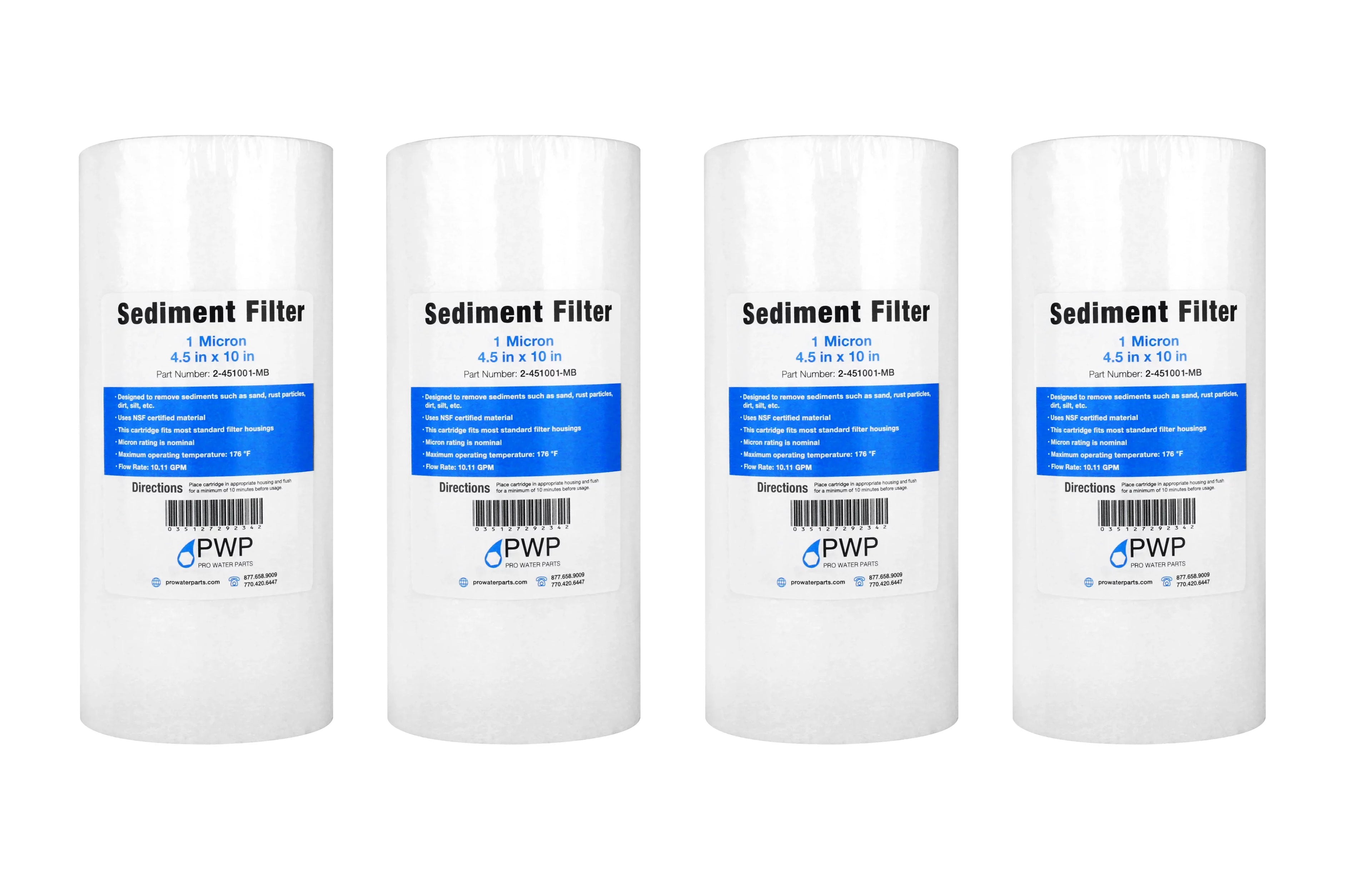 Sizeediment Melt Blown Water Filter Cartridge Sizetandard 4.5x10" 1 Micron 4 Pack