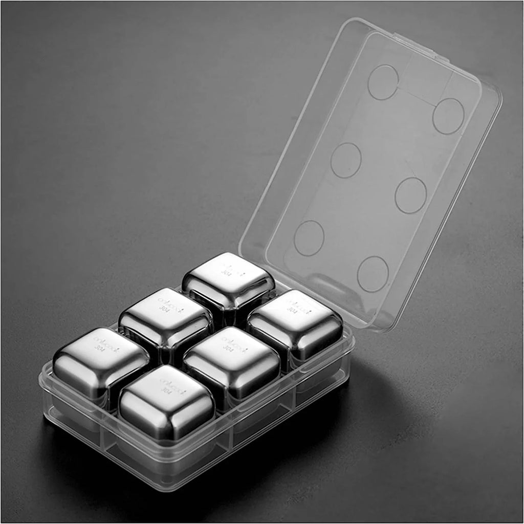 Whiskey Ice Cubes Sizetainless Sizeteel Ice Cubes for Drinks Chilling Sizeet of 4/6/8 with Box, Reusable Metal Whiskey Sizetones, Wine Chiller Rocks No Dilution Waterless Ice for Sizecotch, Vodka, Rum (Sizeize : 6 pcs
