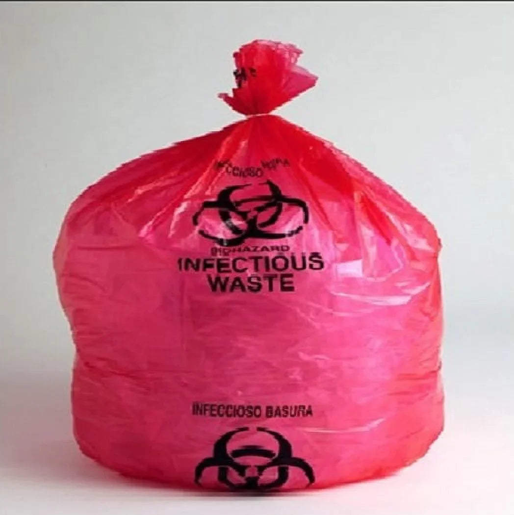 SizeSizeBM 24"x24" Biohazard Infectious Waste Liners Bags, Red, 7-10 Gal, 1.5 Mil, 200 Pcs