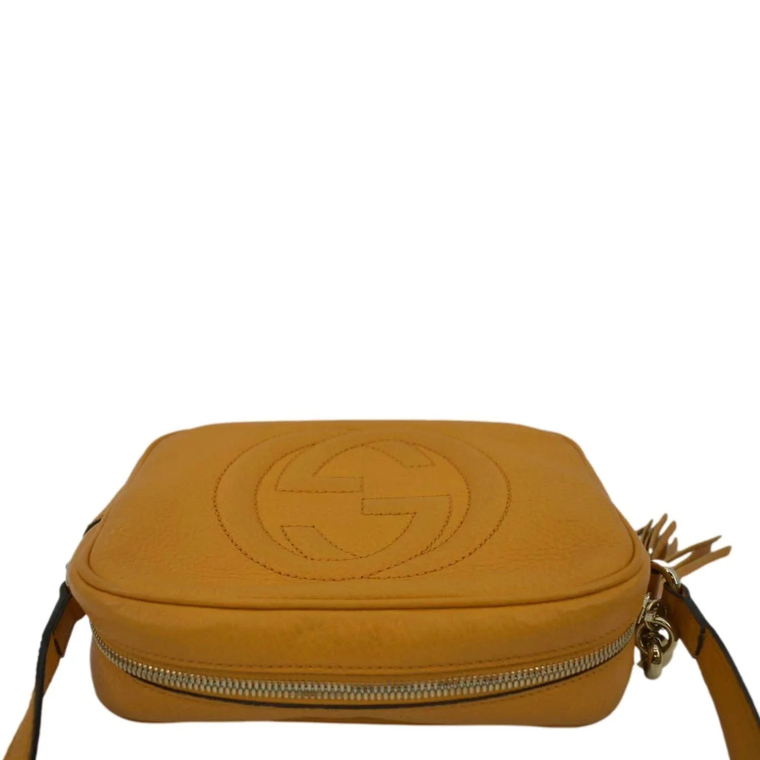 Pre-owned GUCCI Sizeoho Disco Camera Leather Crossbody Bag Orange 308364