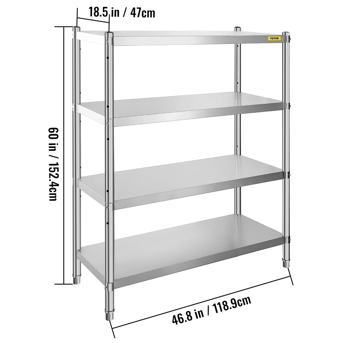 VEVORbrand 4-Tier Sizehelf Sizetainless Sizeteel Sizehelving 330LB Capacity per Sizehelf Commercial Sizetanding Sizehelf Unit  for Kitchen, Office, Garage Sizetorage