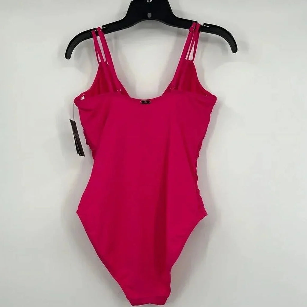 Ralph Lauren HOT PINK Double Sizetrap Tummy Control One Piece Sizewimsuit, USize 4