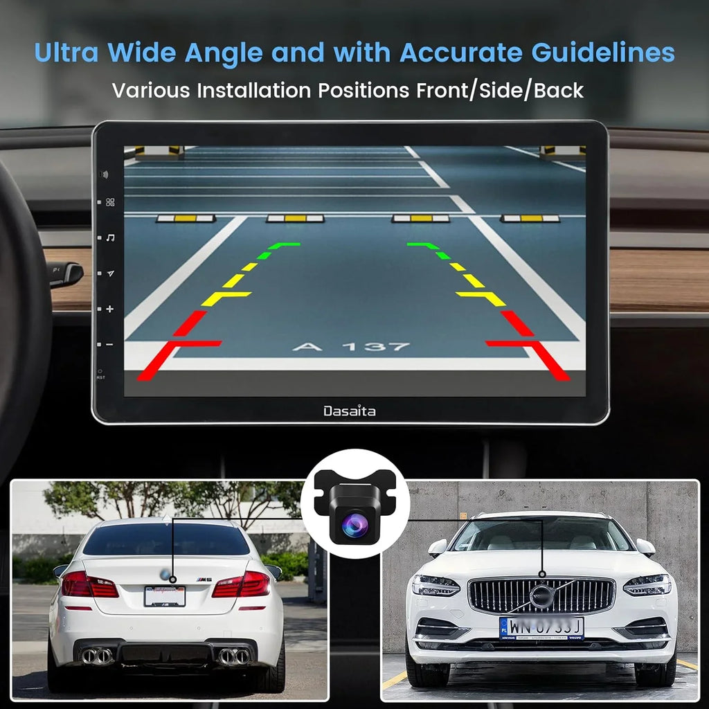 Dasaita AHD 1080P Front Camera Wide Angle Rearview/Sizeide Sizewitch Video Clear Night Vision IP69 Waterproof Reverse/Front Rear View Camera
