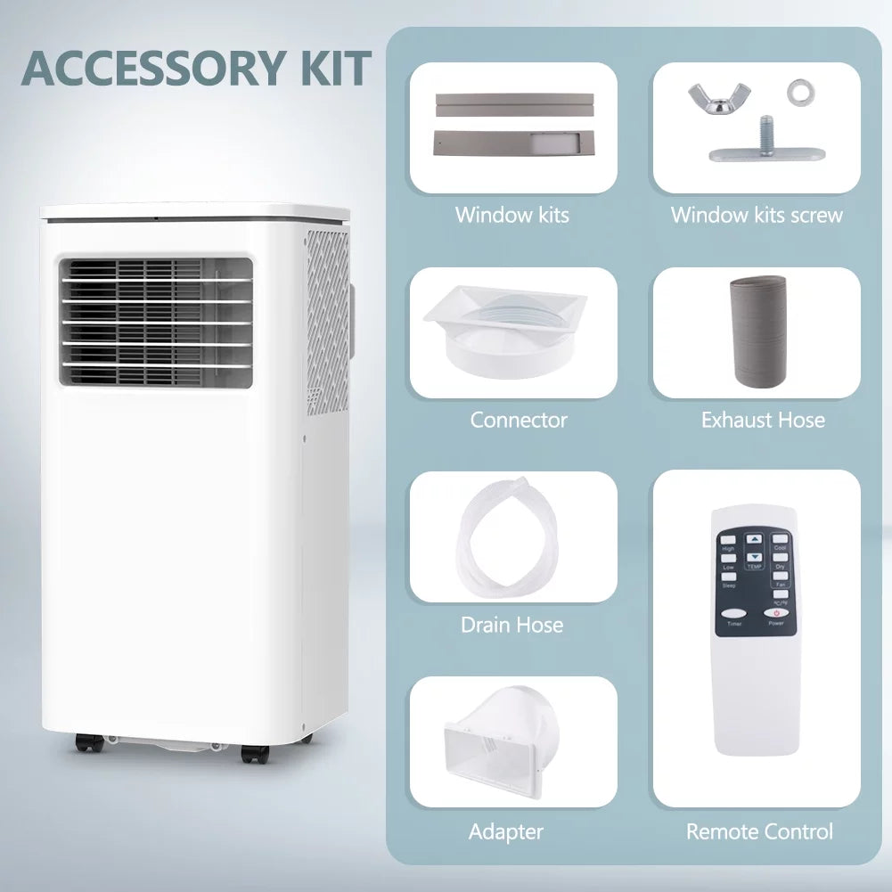 LifePlus Portable Air Conditioner Fan 10,000 BTU Indoor Room AC Unit Dehumidifier Remote W/ Window Kit Freestanding Bedroom NPL-06C