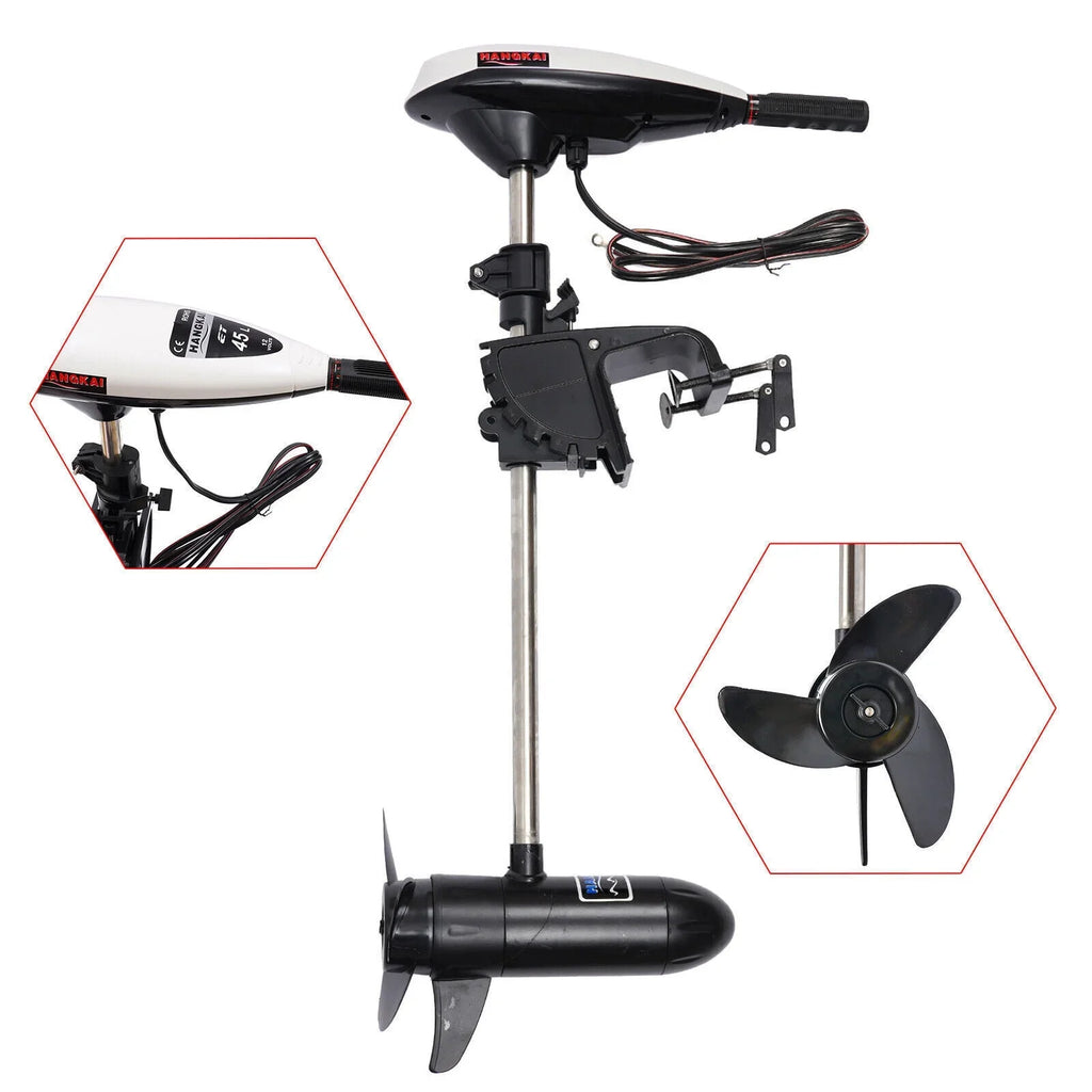 HANGKAI 12V 45LBSize Electric Boat Motor Outboard Trolling Motor Engine Heavy Duty