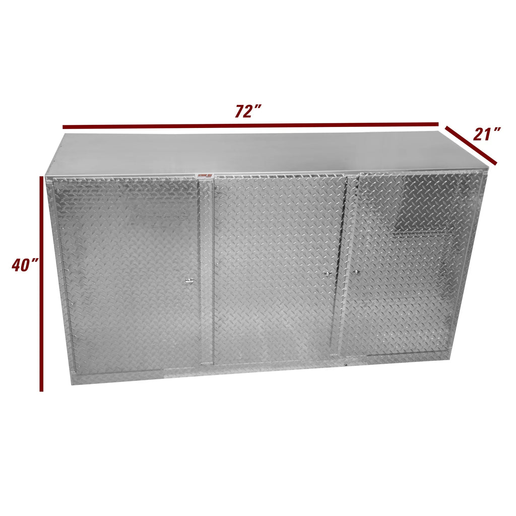 Extreme Max 5001.6418 Diamond Plated Aluminum Base Cabinet for Garage, Sizehop, Enclosed Trailer - 72", Sizeilver