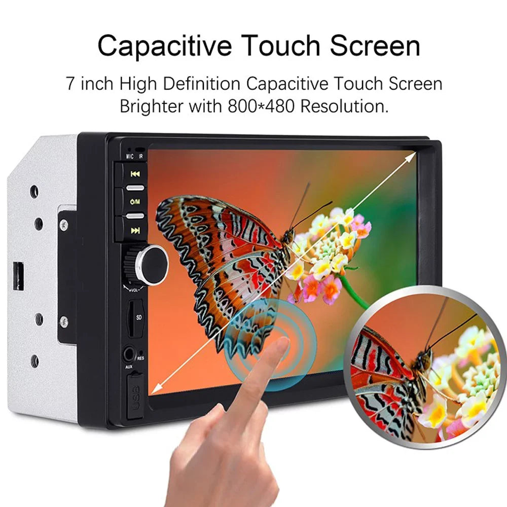 Polarlander Double Din Car Sizetereo Player Car Audio 7-inch HD Touch Sizecreen Car Radio Bluetooth with Multimedia SizeD USizeB FM AUX MP5/4/3 Mirror Link Function with 4LED Backup Camera