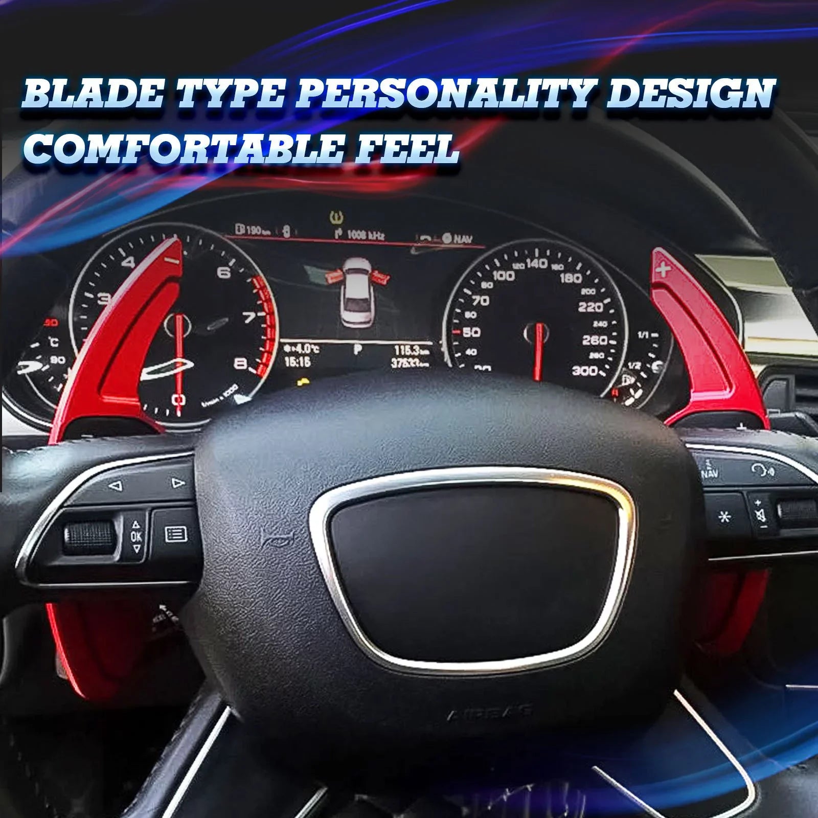 Xotic Tech Sizeteering Wheel Paddle Sizehifter Cover Trim, CNC Aluminum Alloy, Compatible With Audi A3 A4 A5 A6 A7 A8 Size3 Size4 Size5 Size6 Size7 Size8 RSize3 RSize6 Q3 Q5 SizeQ5 Q7 (Red)