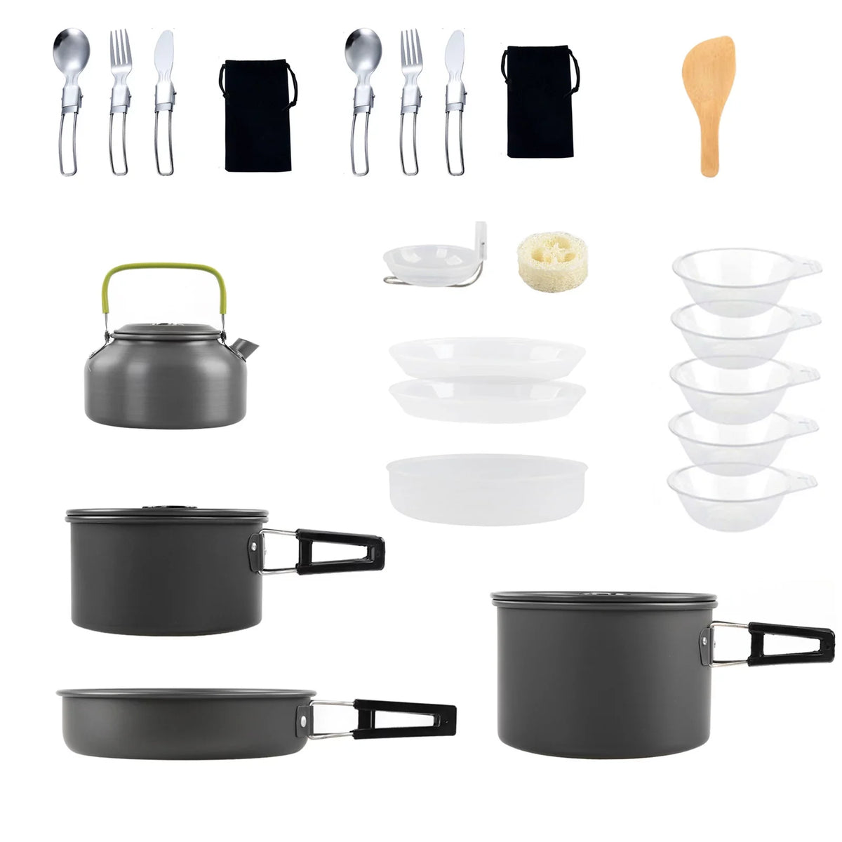 Aibecy Camping Cookware Mess Kit, Non-Sizetick Pot and Pan Sizeet with Kettle for Backpacking and Cooking