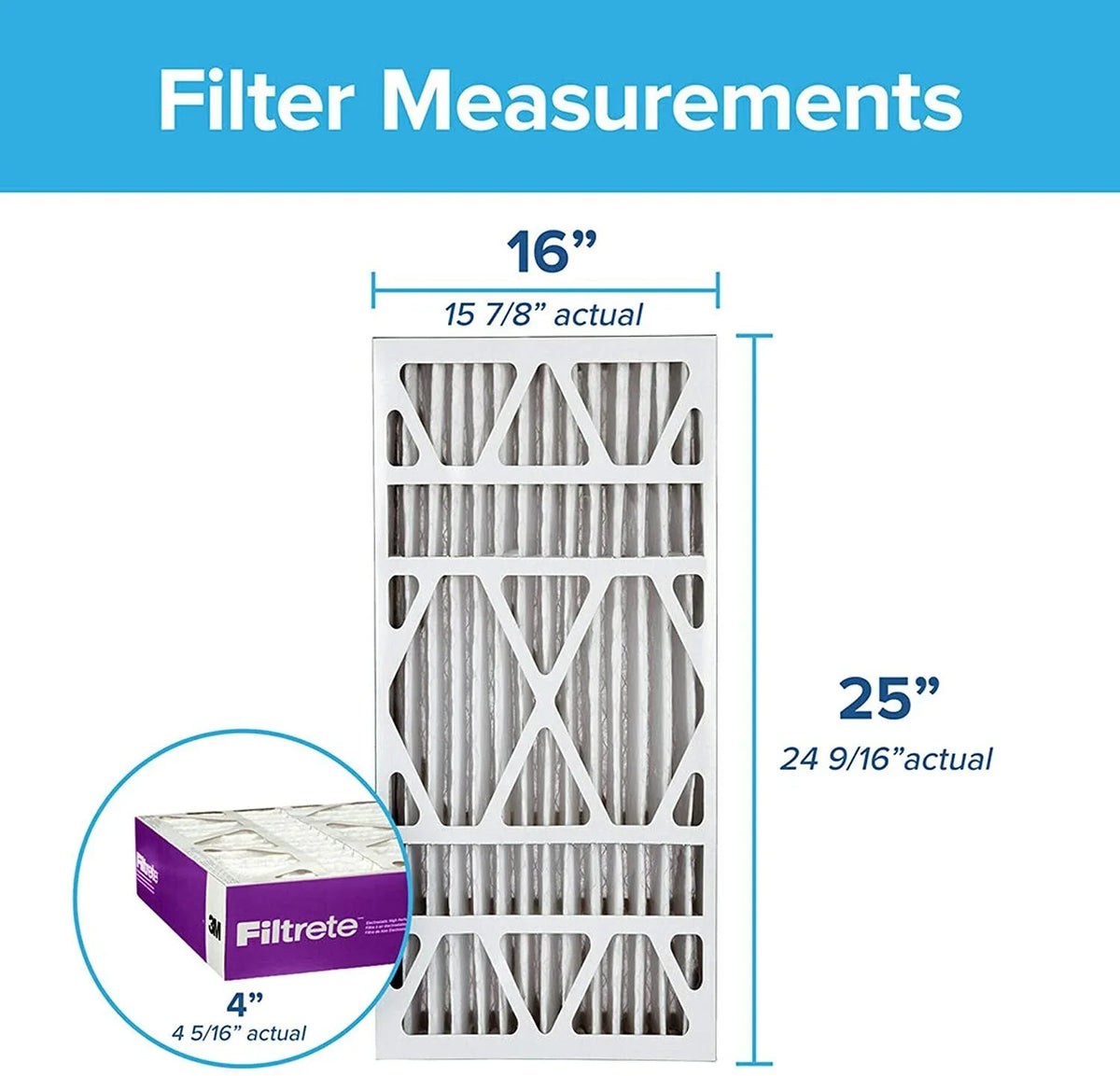 Filtrete 16x25x4, AC Furnace Air Filter, MPR 1550 DP, Healthy Living Ultra Allergen Deep Pleat, 2-Pack actual dimensions 15.88 x 24.56 x 4.31