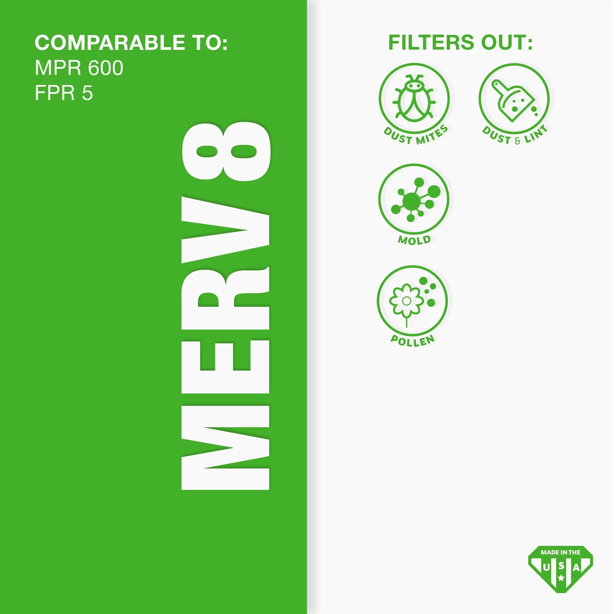 Aerostar 16x25x1 MERV 8 Pleated Air Filter, AC Furnace Air Filter, 6 Pack