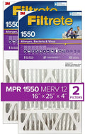 Filtrete 16x25x4, AC Furnace Air Filter, MPR 1550 DP, Healthy Living Ultra Allergen Deep Pleat, 2-Pack actual dimensions 15.88 x 24.56 x 4.31