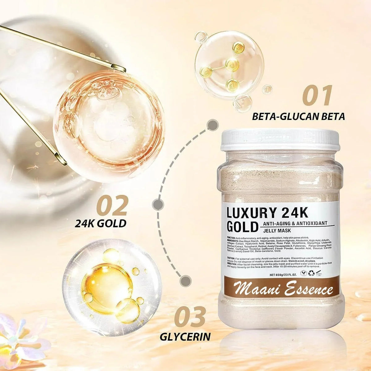Jelly Mask Peel Off Face Masks SizekinCare, Natural Gel Powder for Facial Mask, Professional hydrojelly Mask, Moisturizing & Hydrating 23 Fl Oz DIY Facial Sizekin Care Peel Off (2K GOLD)