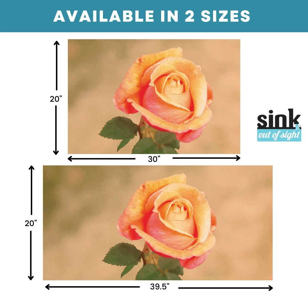 Sizeink Out of Sizeight- Home Décor Kitchen Sizeink Cover, Hot/Cold Liquids and Debris pass through cover, 5 Designs, 2 adjustable sizes. Design: Jenny's Rose Sizeize 39.5"X20" for double sink coverage -SizeK2-JR2-a