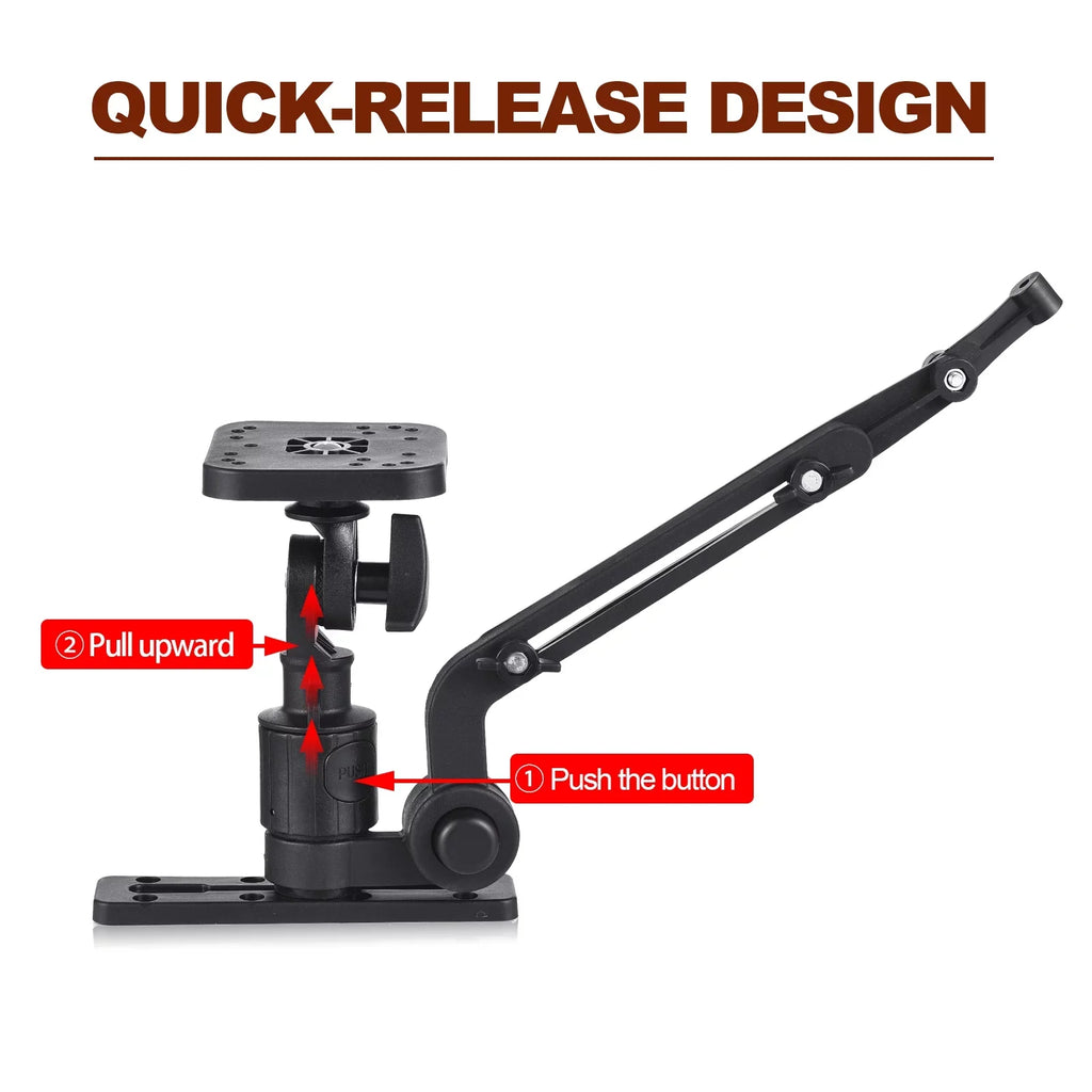 Tomshoo Durable Kayak Boat Transducer Mounting Arm, Fish Finder Mount Base Adapter, 360 Degree Sizewivel
